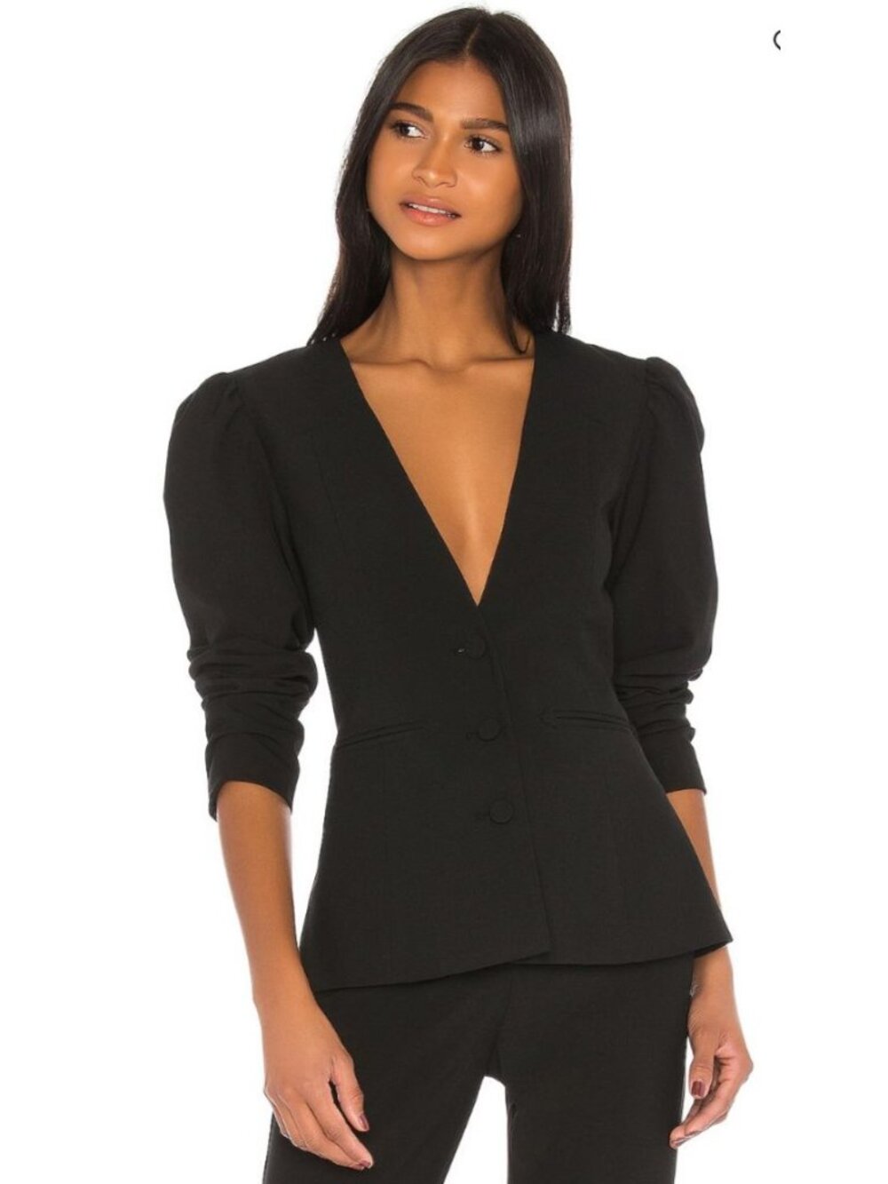 GRLFRND Trysta Blazer Black Puff Sleeve-sz Small